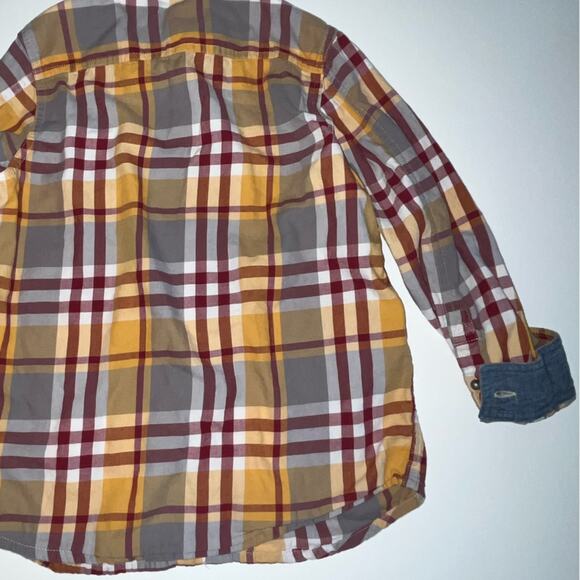 Eddie Bauer Kids Plaid Button Down Shirt yellow burgundy gray white boy's size 7 - Picture 10 of 16